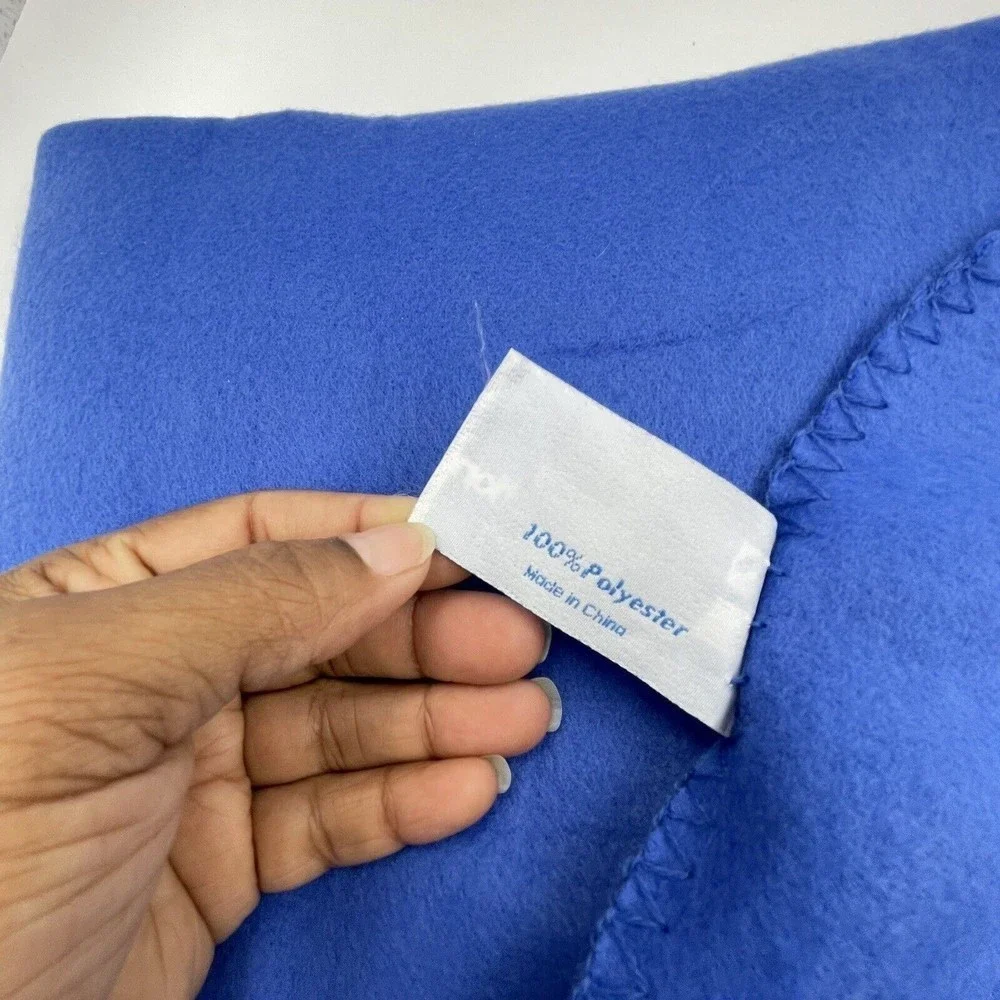 Blue Fleece Blanket Stitched Hem